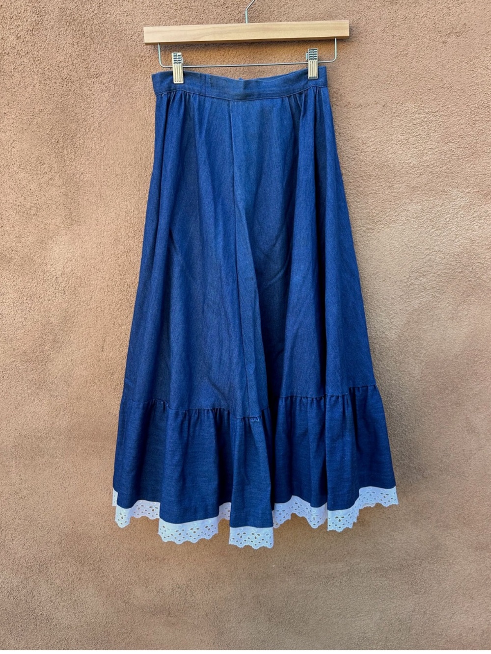 Rockmount Ranch Wear Vintage Denim Peasant Skirt Ruffle Prairie Cottage Western